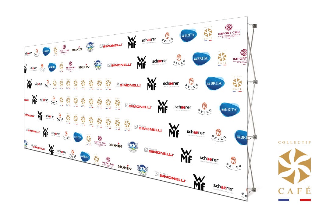 Création et conception graphique de bâches pour le salon 'Collectif Café 2018' pour la ville de Bordeaux avec Eugénie Stratégie, chargée de communication.