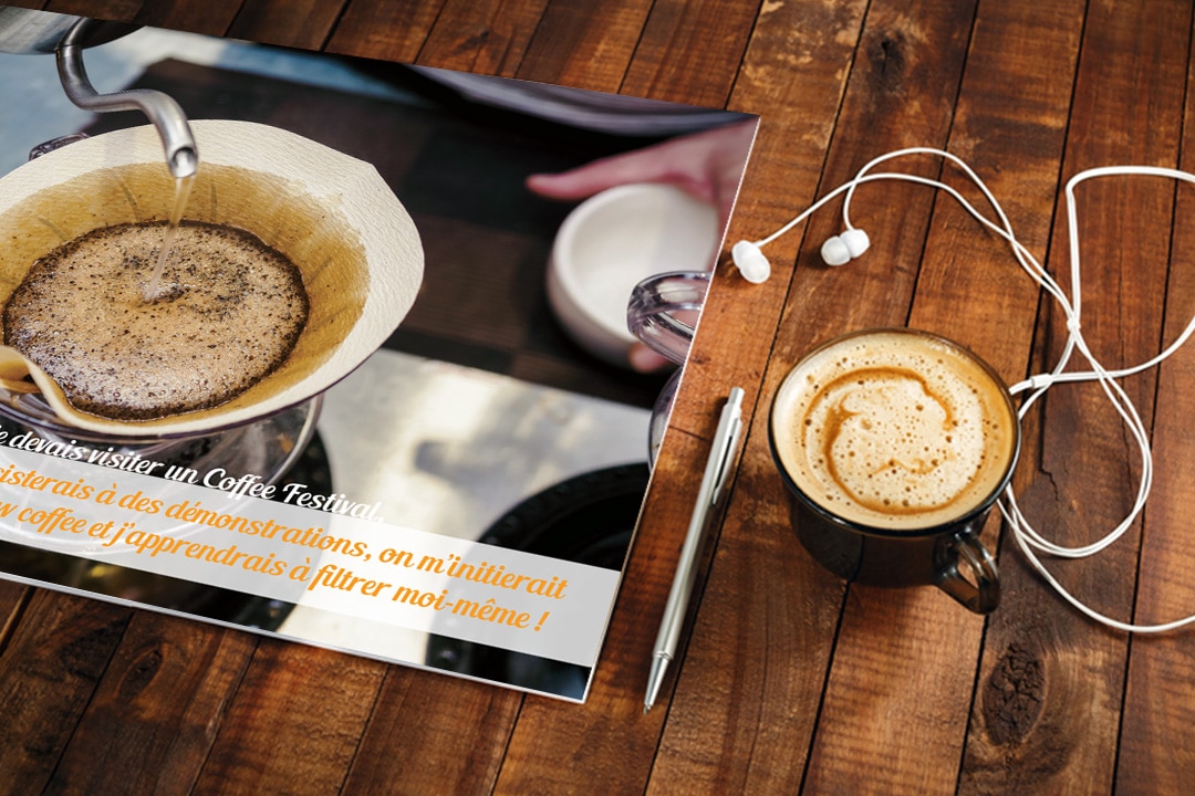 Création et conception graphique du dossier de présentation pour le salon «Paris Coffee Show 2019» pour la ville de Bordeaux avec Eugénie Stratégie, chargée de communication.