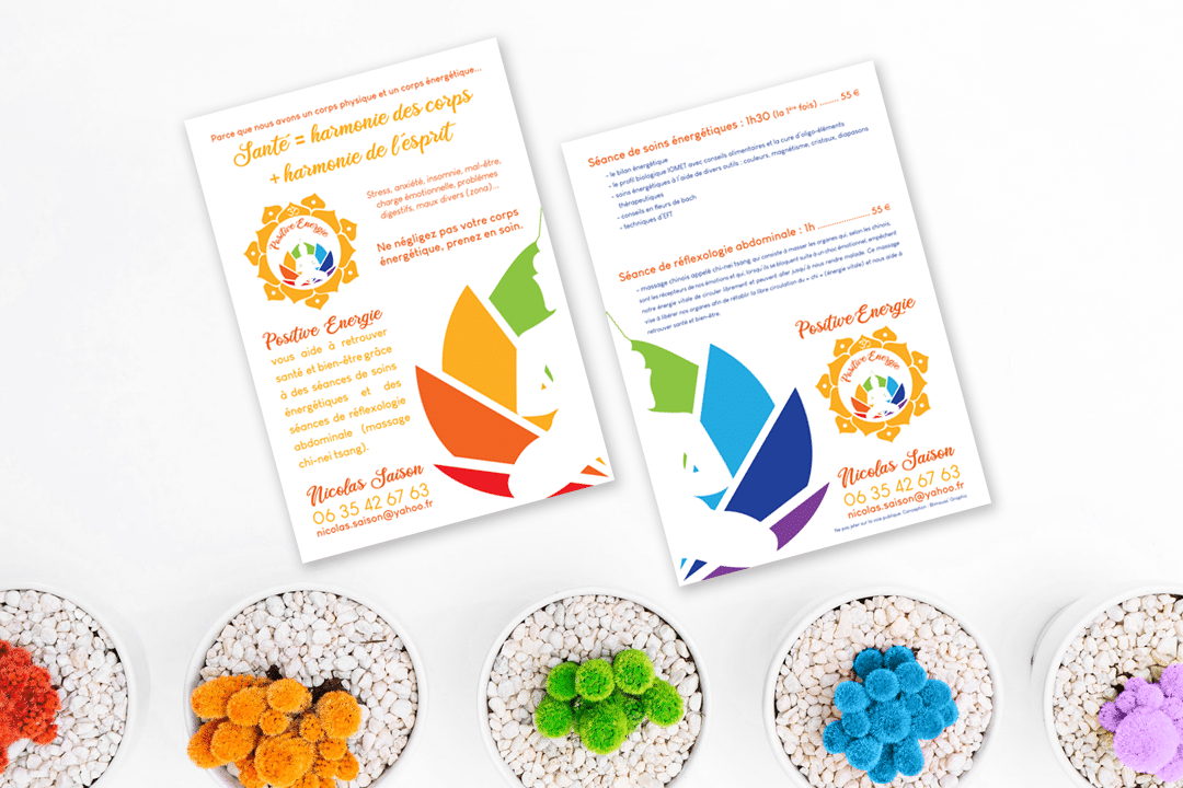 Création et conception graphique pour Nicolas Saison - Positive Énergie, praticien en énergétique