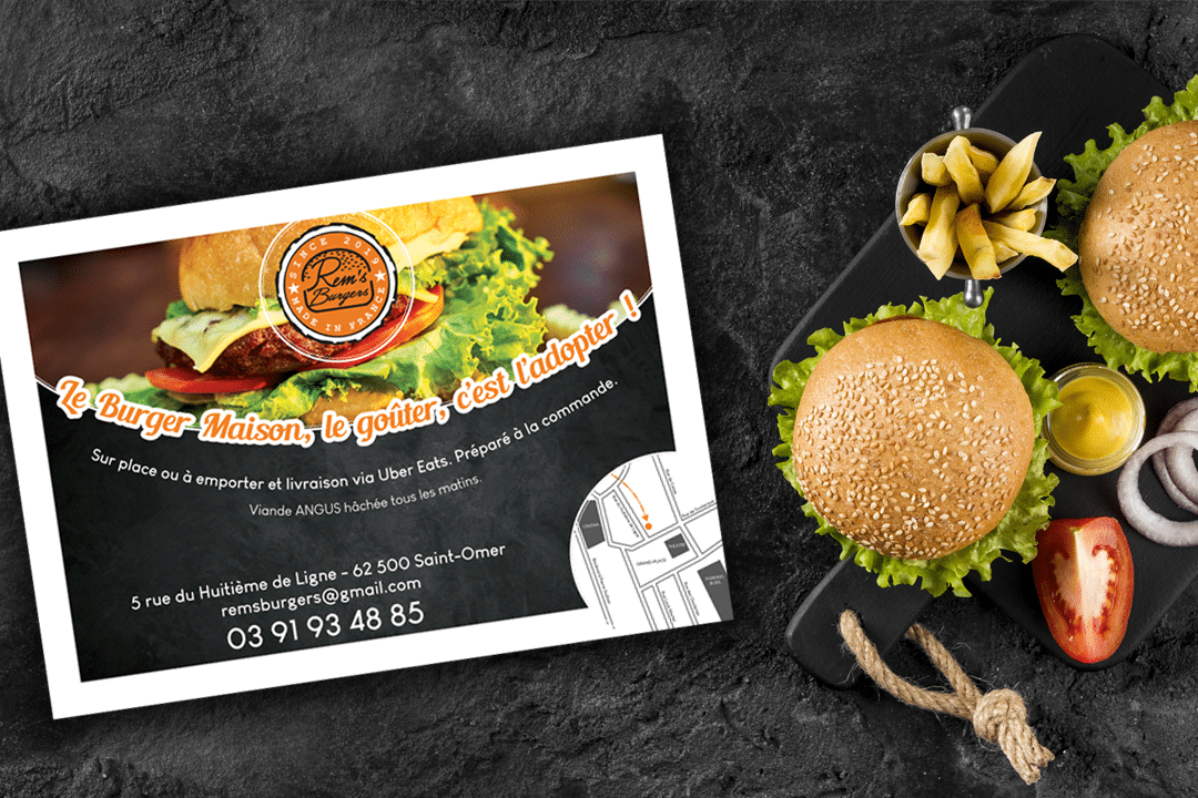 Création et conception graphique d’un menu pour Le Rem’s, restauration rapide