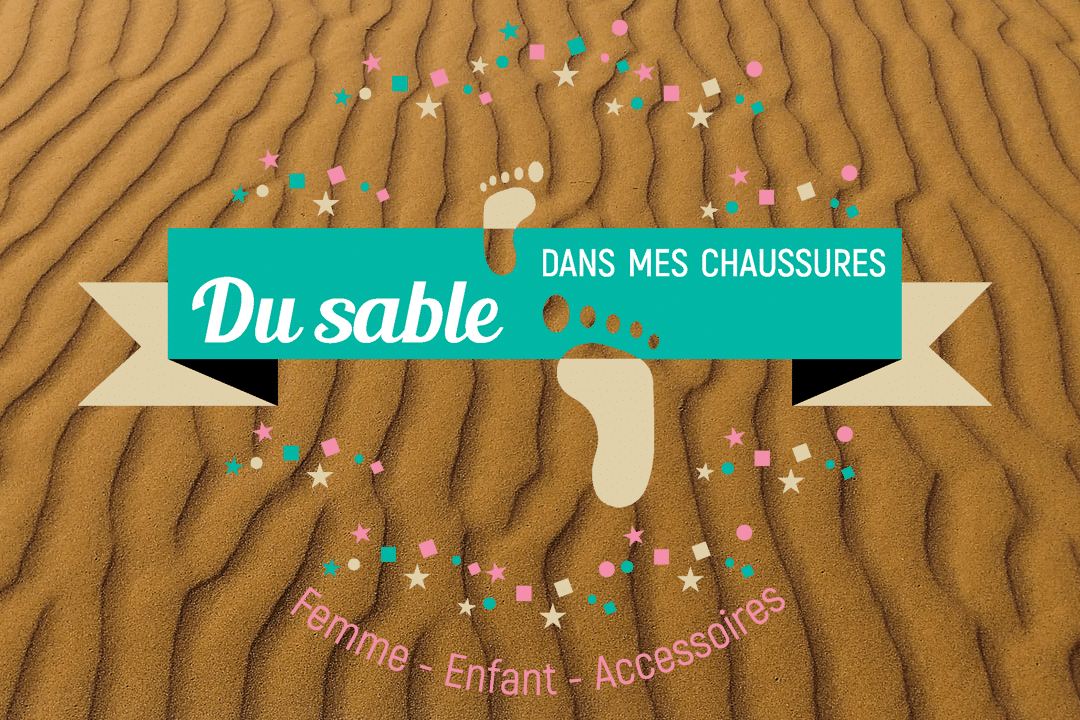 Création et conception graphique du logo pour Du sable dans mes chaussures, magasin de chaussures femme, enfant, accessoires